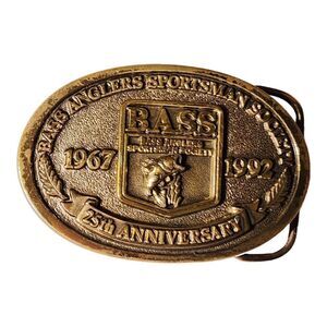 BASS Belt Buckle 25th Anniversary Bass Anglers Sportsman Society 1967 1992 Brass
